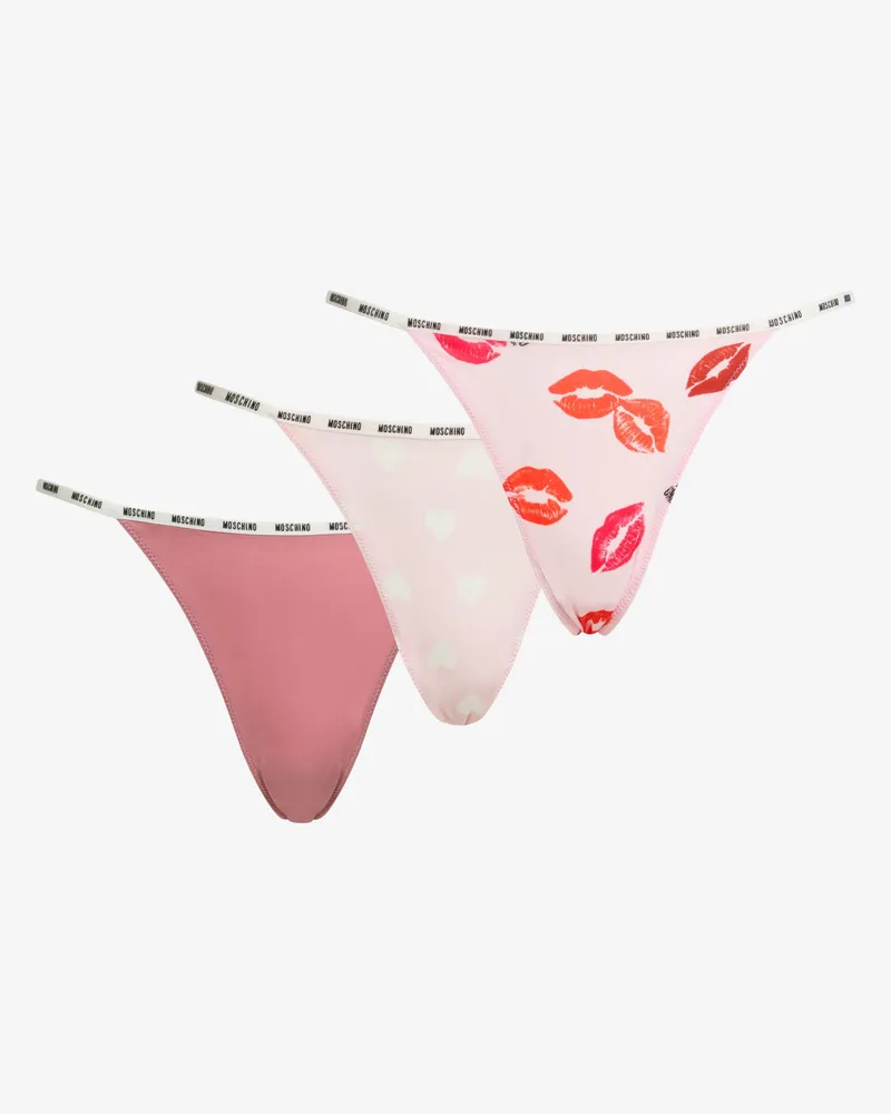 Moschino 3er-Set Microfaser-Tangas - Pink Pink