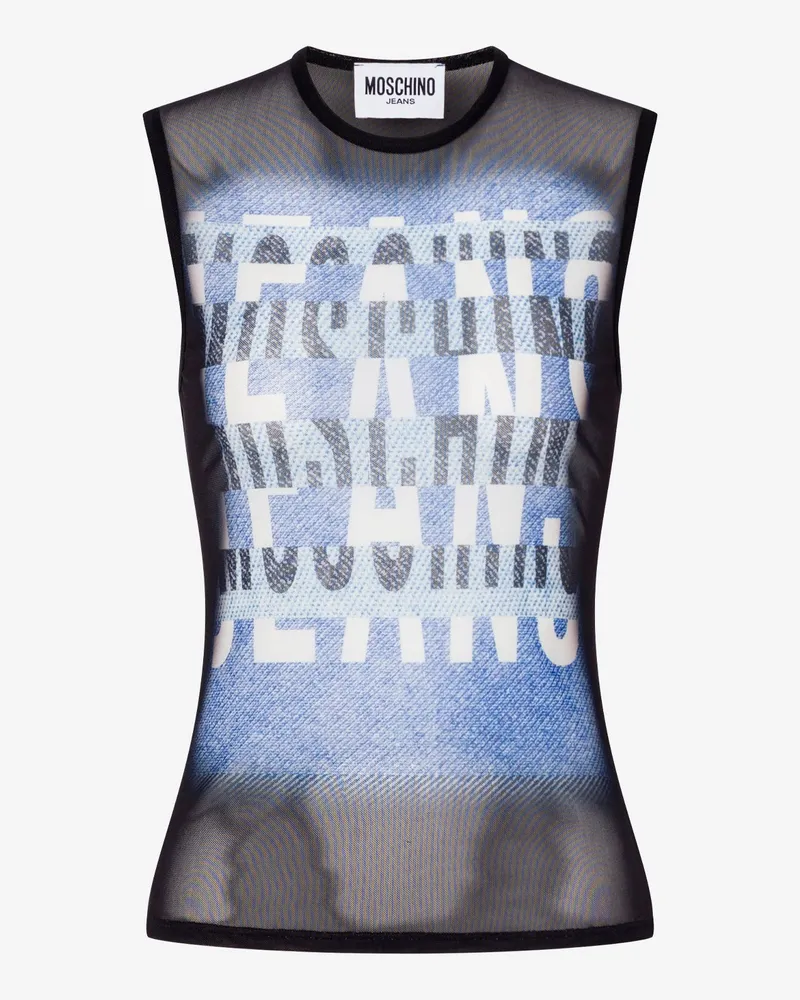 Moschino Bedrucktes Netz-Oberteil - Schwarz Schwarz