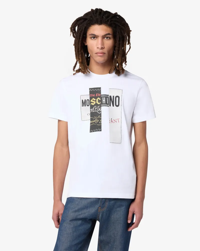 Moschino Bedrucktes T-Shirt aus Baumwolljersey - Weiß Weiß