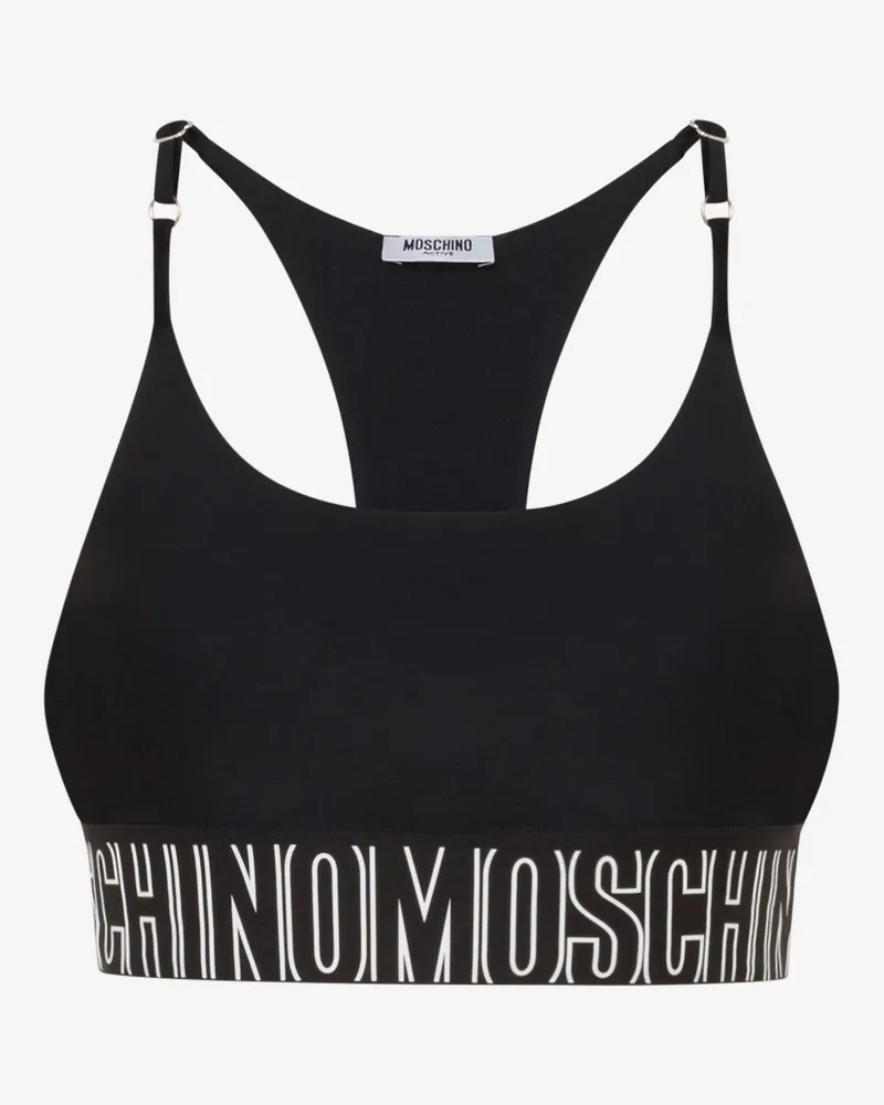 Moschino Sportliches Crop-Top aus Funktionsmaterial - Schwarz Schwarz