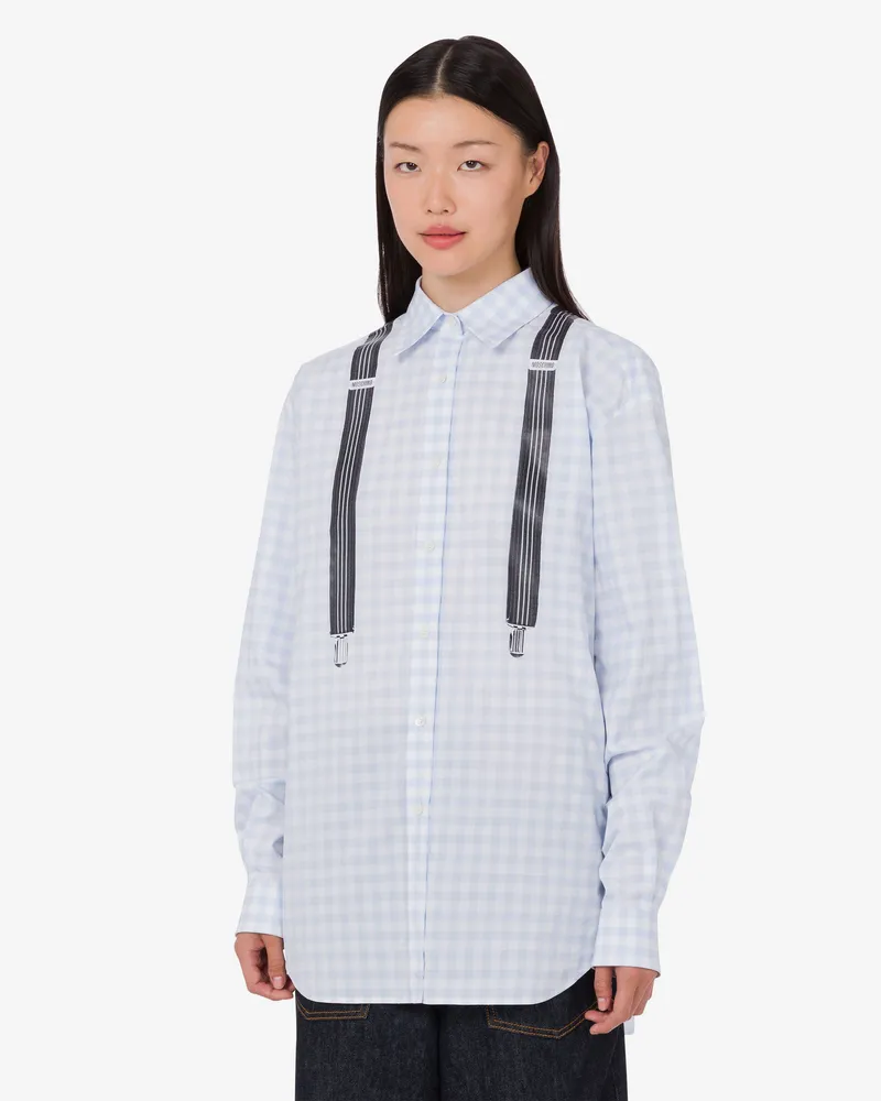 Moschino Bedrucktes Vichy-Hemd aus Baumwolle - Blau Blau