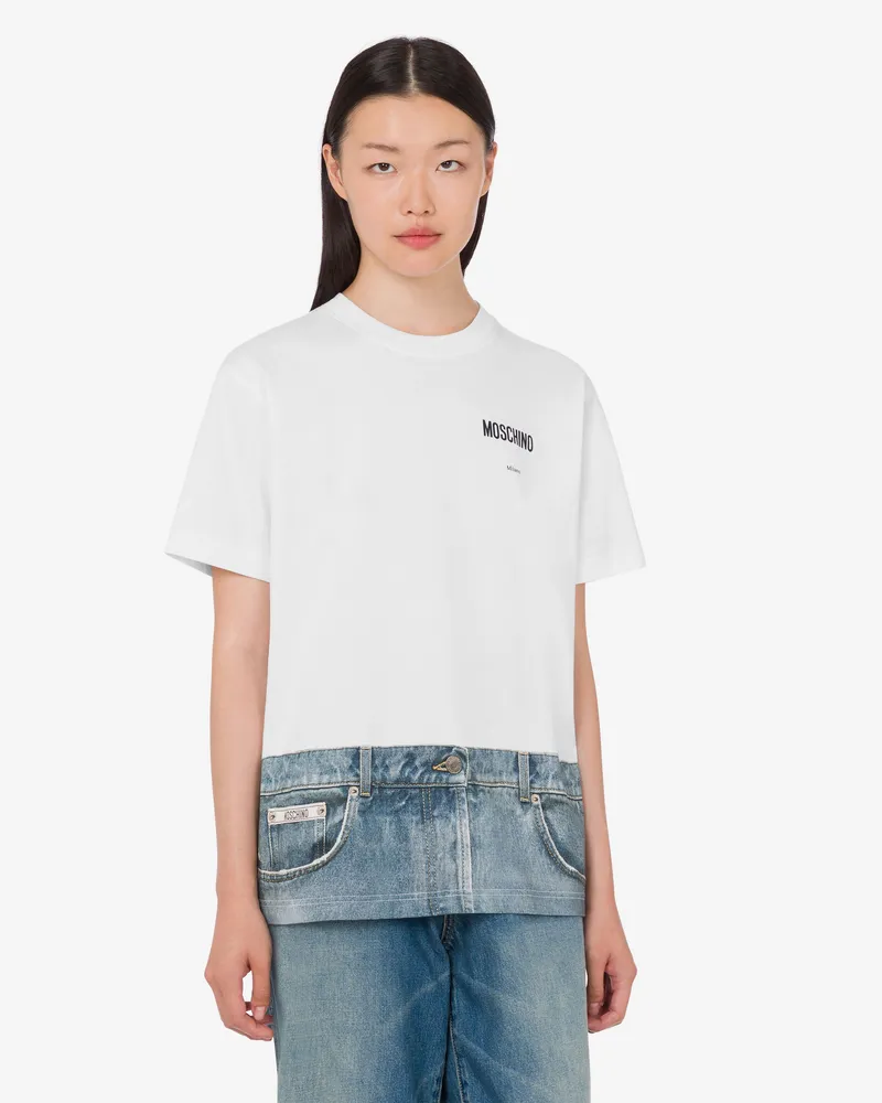 Moschino Bedrucktes T-Shirt aus Bio-Baumwolljersey - Weiß Weiß
