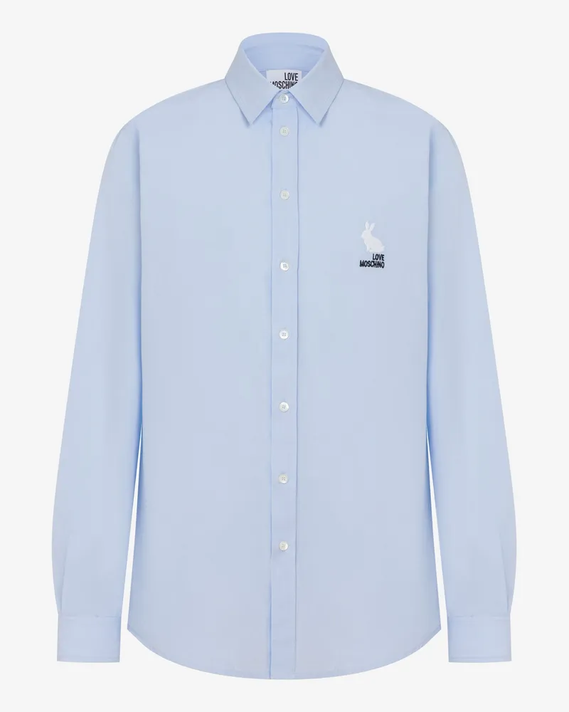 Moschino Besticktes Hemd aus Baumwollpopeline - Blau Blau