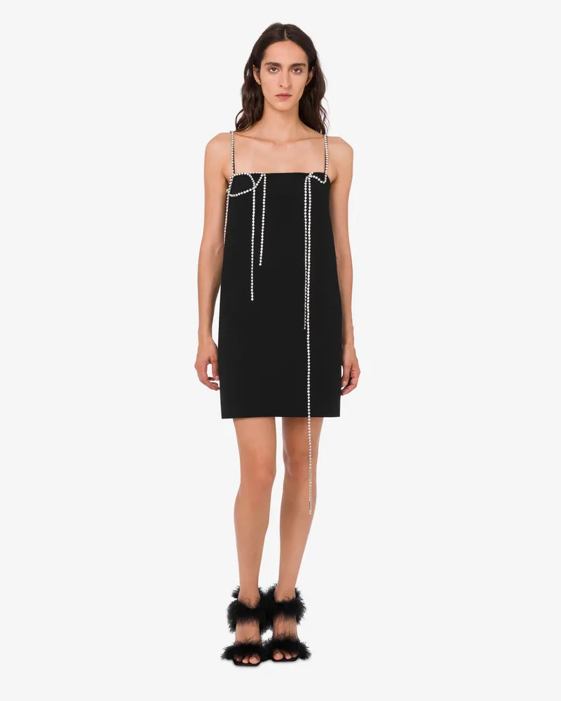 Moschino Verschönertes Kleid aus Stretch-Crêpe - Schwarz Schwarz