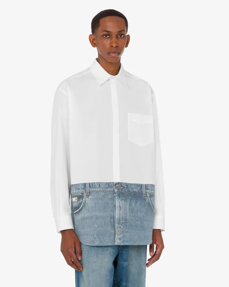 Moschino Bedrucktes Hemd aus Baumwollpopeline - Weiß Weiß