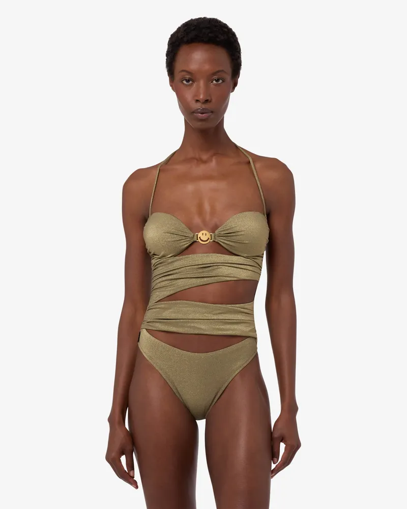 Moschino Einteiliger Badeanzug aus Smiley®-Lurex-Jersey - Braun Braun