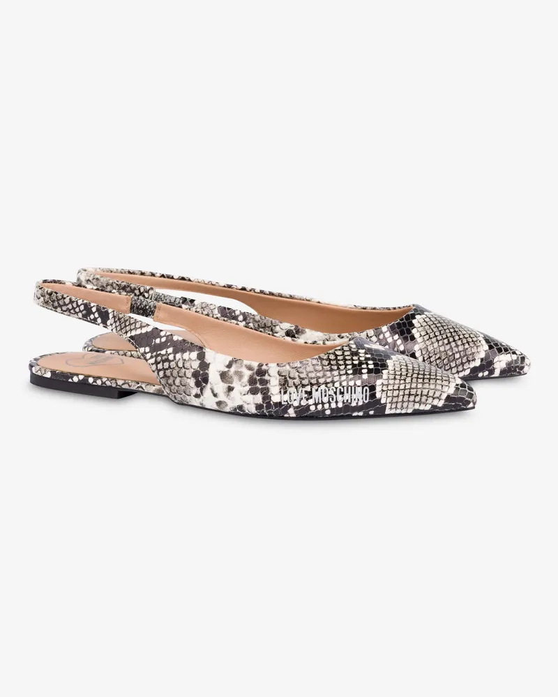 Moschino Slingback-Ballerinas aus Kalbsleder mit Python-Print - Grau Grau