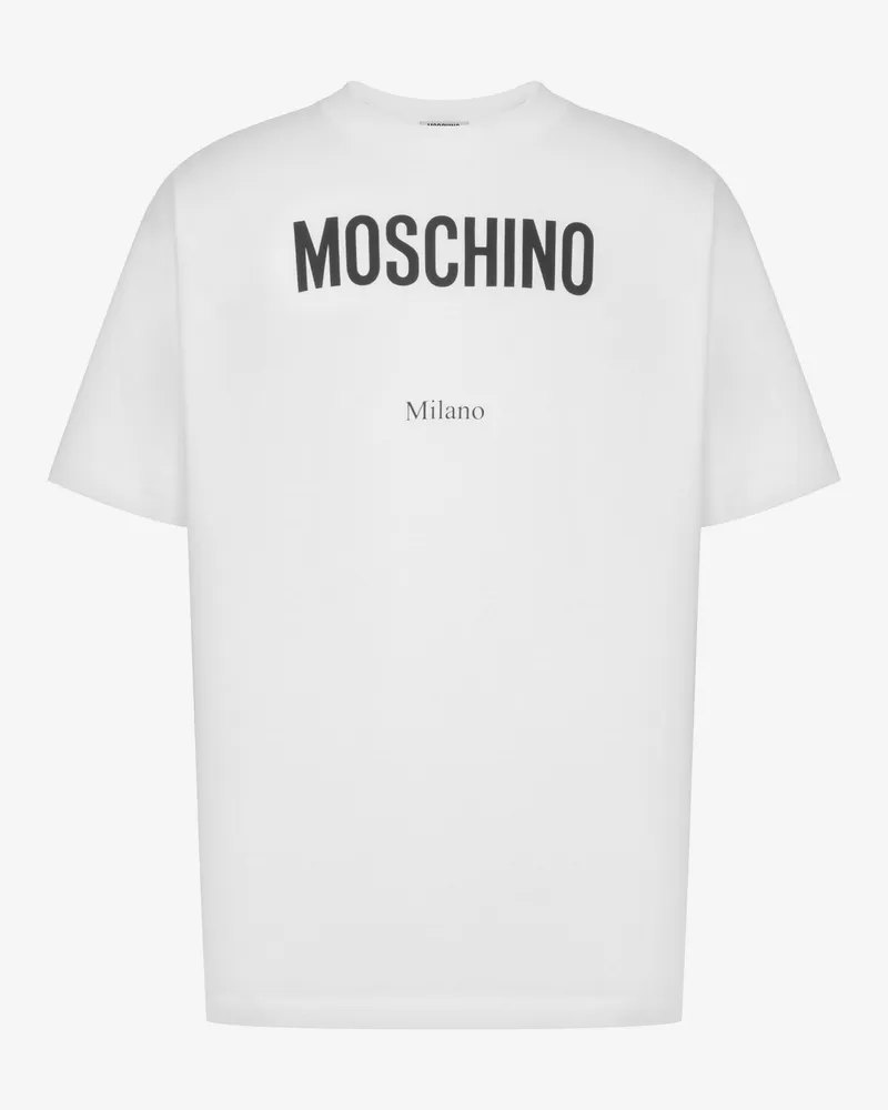 Moschino Bedrucktes T-Shirt aus Bio-Baumwolljersey - Weiß Weiß