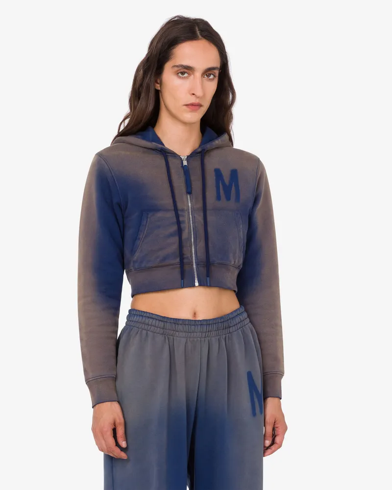 Moschino Bedrucktes Bio-Baumwoll-Crop-Sweatshirt - Blau Blau