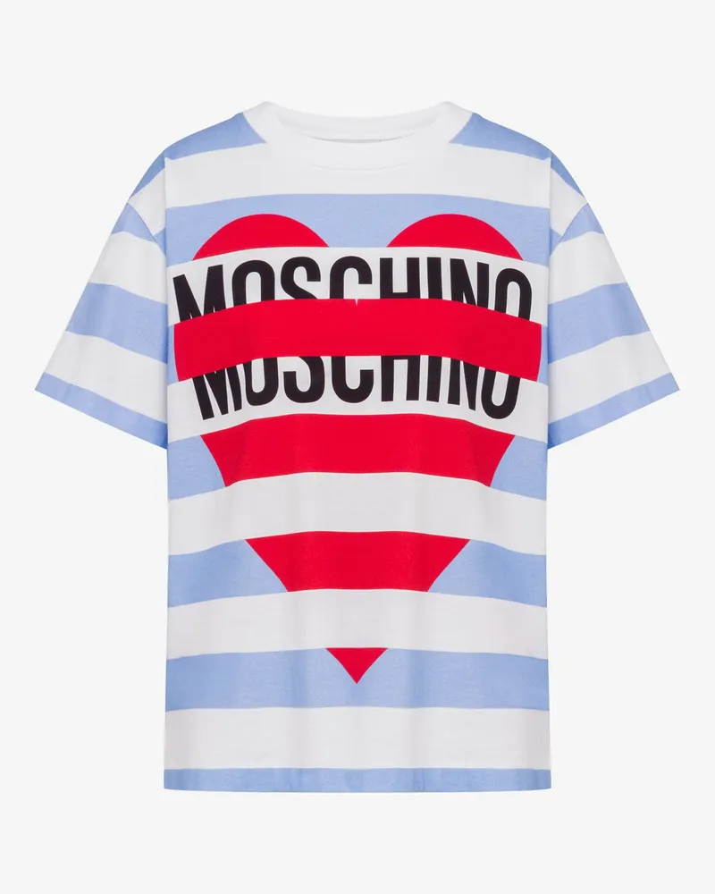 Moschino Bedrucktes T-Shirt aus Baumwolljersey - Blau Blau