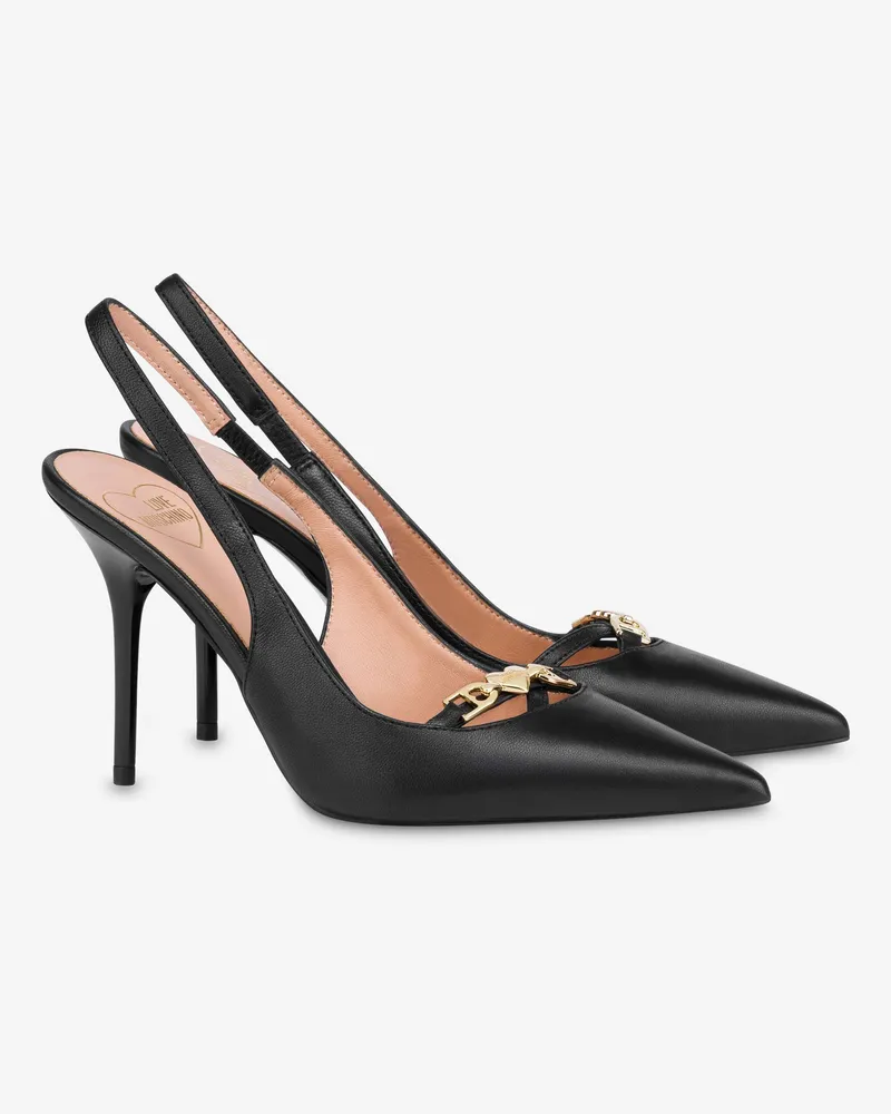 Moschino Kalbsleder Slingback - Schwarz Schwarz