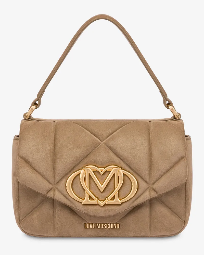 Moschino Gesteppte Handtasche aus weichem Stoff - Beige Beige