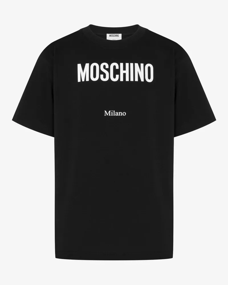 Moschino Bedrucktes T-Shirt aus Bio-Baumwolljersey - Schwarz Schwarz