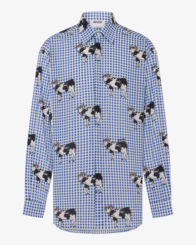 Moschino Hemd aus Baumwollpopeline Archive - Blau Blau