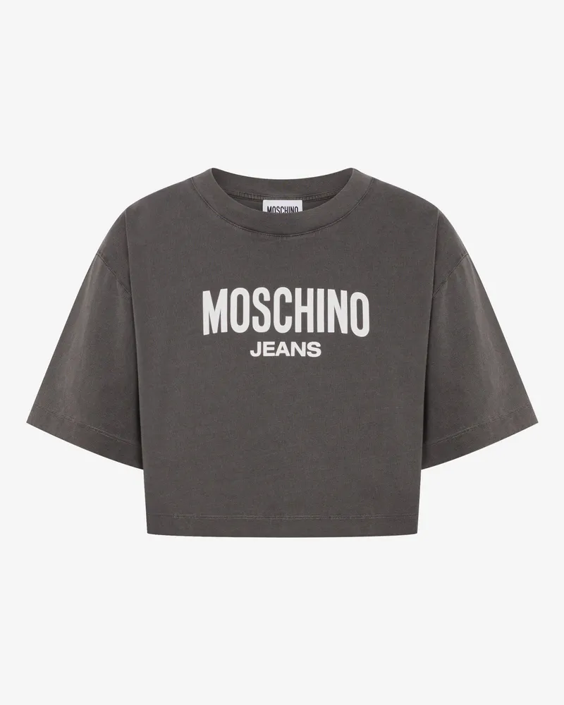 Moschino Crop-T-Shirt aus bedrucktem Baumwolljersey - Grau Grau
