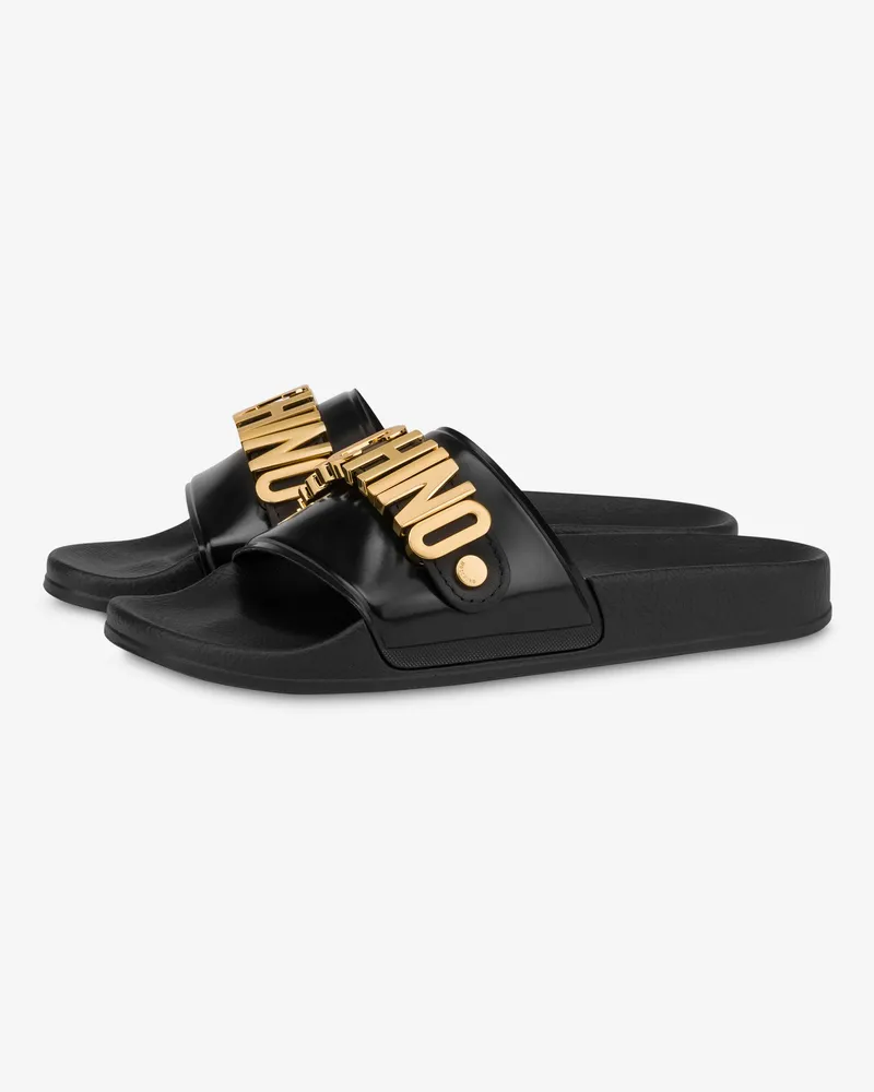 Moschino Badeschlappen Lettering Logo - Schwarz Schwarz