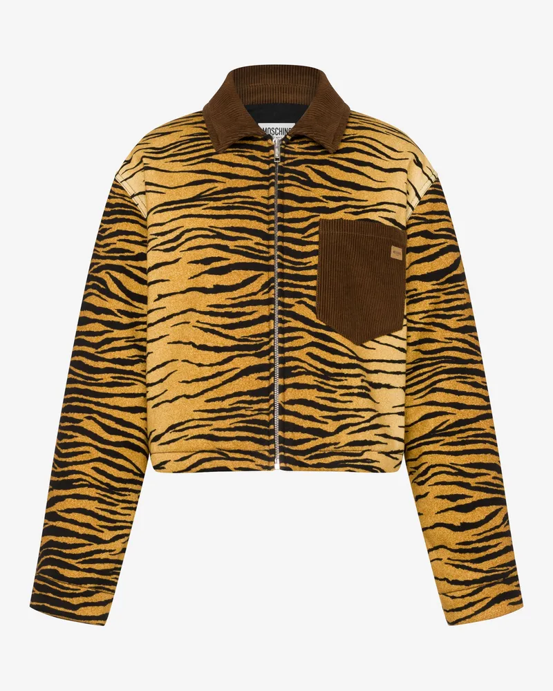 Moschino Bedruckte Jacke aus Baumwollgabardine - Braun Braun