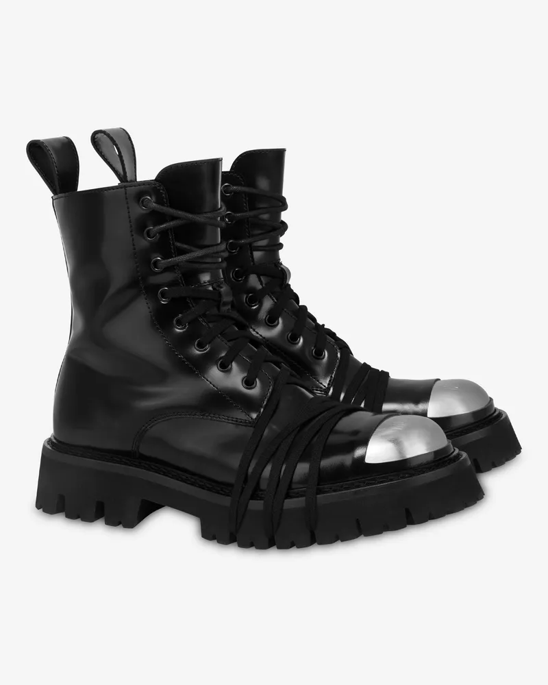 Moschino Kampfstiefel aus Kalbsleder - Schwarz Schwarz