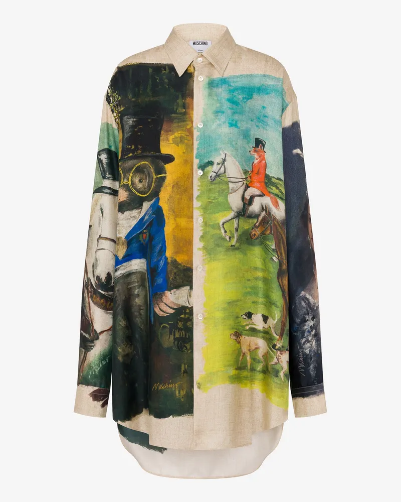 Moschino Bedrucktes Hemd aus Seidenköper - Bunt Bunt