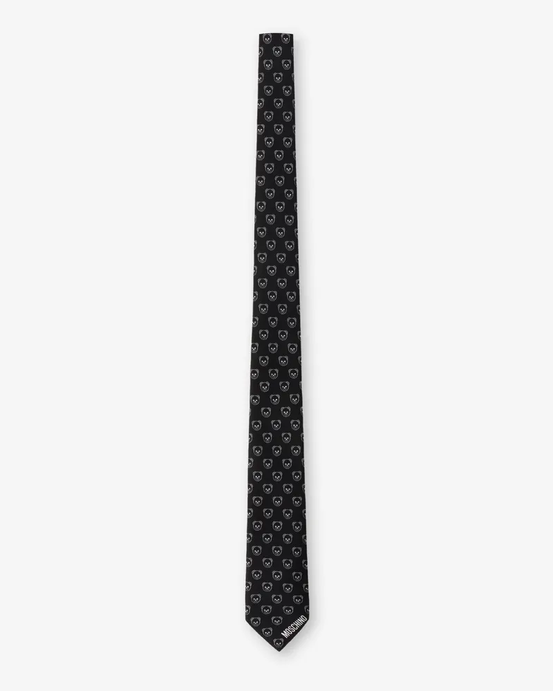 Moschino Krawatte Allover Teddy Bear - Schwarz Schwarz