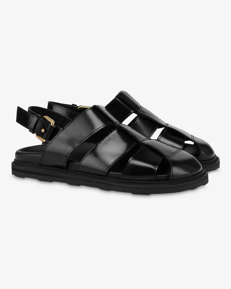 Moschino Sandalen aus gebürstetem Kalbsleder Sporty - Schwarz Schwarz