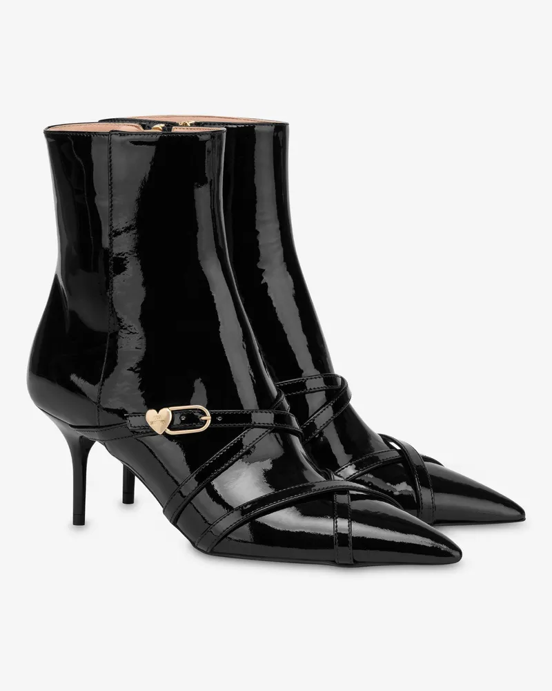 Moschino Lackleder-Stiefeletten - Schwarz Schwarz