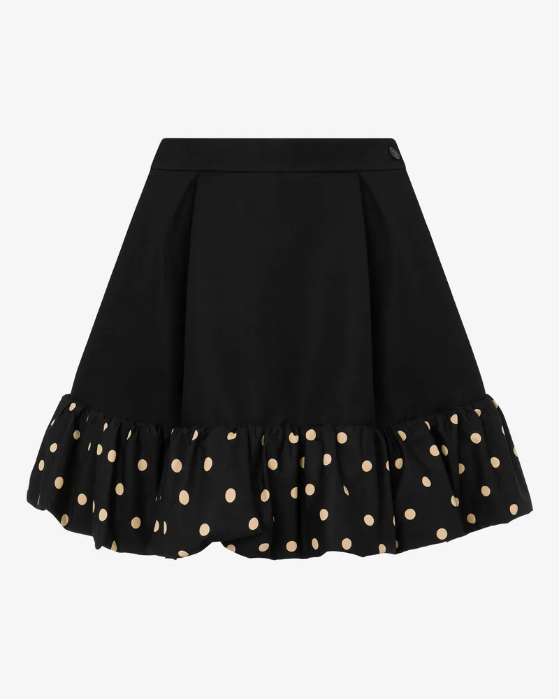 Moschino Diagonaler Minirock aus Wollmischung mit Polka Dots - Schwarz Schwarz
