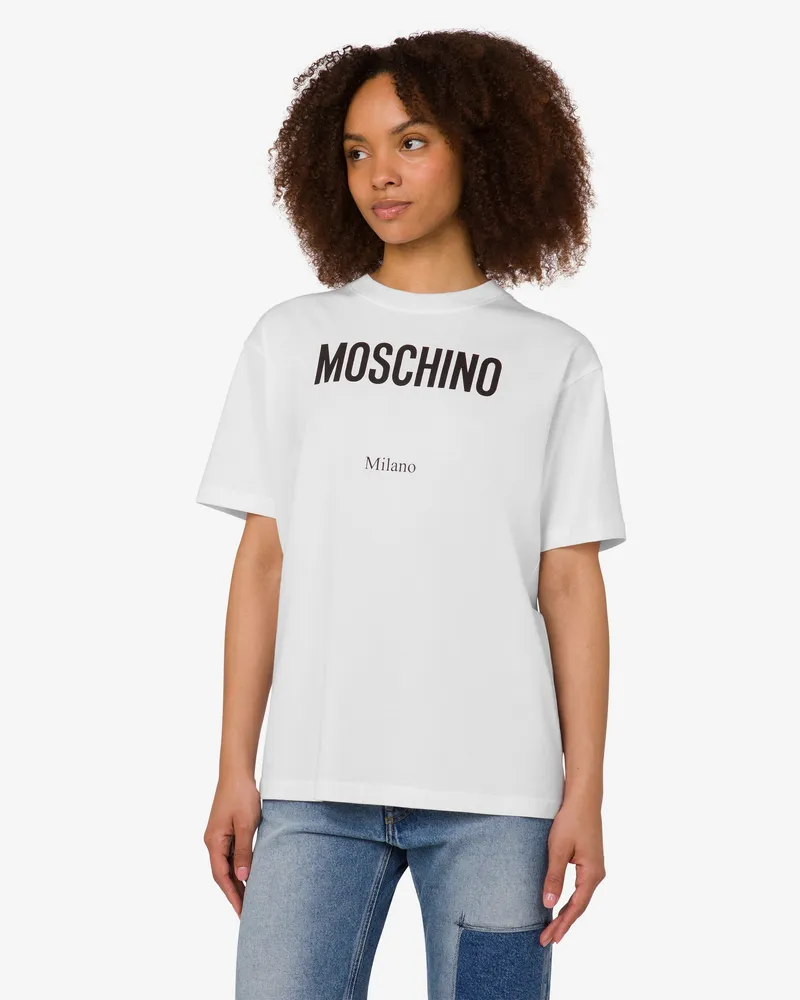 Moschino Bedrucktes T-Shirt aus Bio-Baumwolljersey - Weiß Weiß
