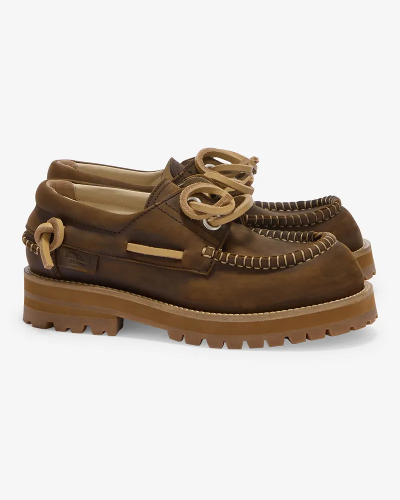 Moschino Bootsmokassins aus gealtertem Kalbsleder - Braun Braun