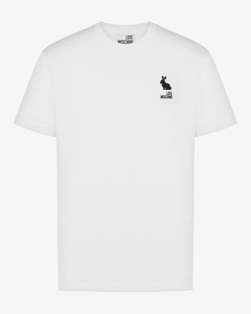 Moschino Bedrucktes T-Shirt aus Baumwolljersey - Weiß Weiß