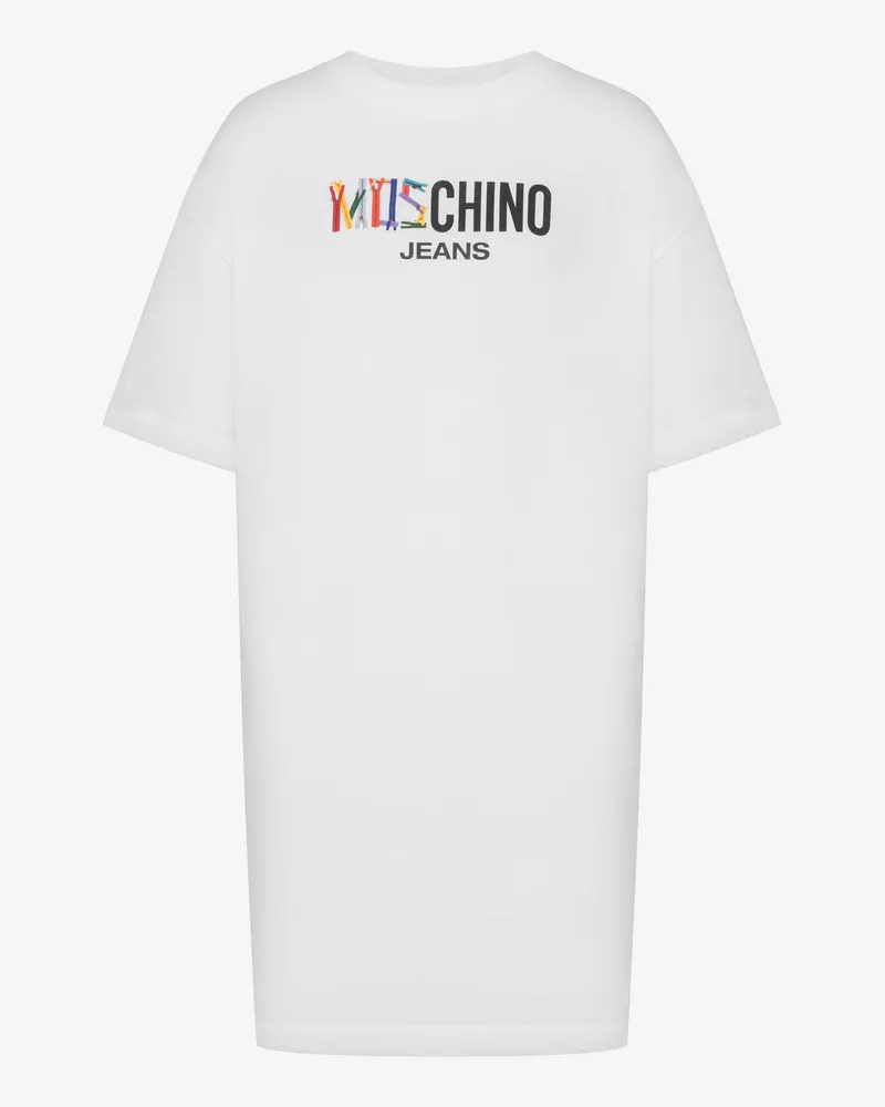 Moschino Bedrucktes Kleid aus Baumwolljersey - Weiß Weiß