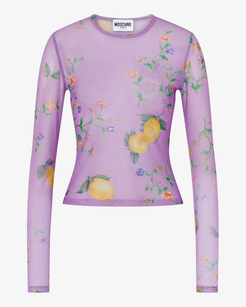 Moschino Bedrucktes Netz-T-Shirt - Violett Violett