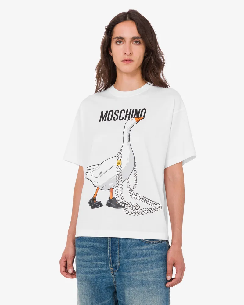 Moschino T-Shirt aus Bio-Baumwolljersey von Goose - Weiß Weiß