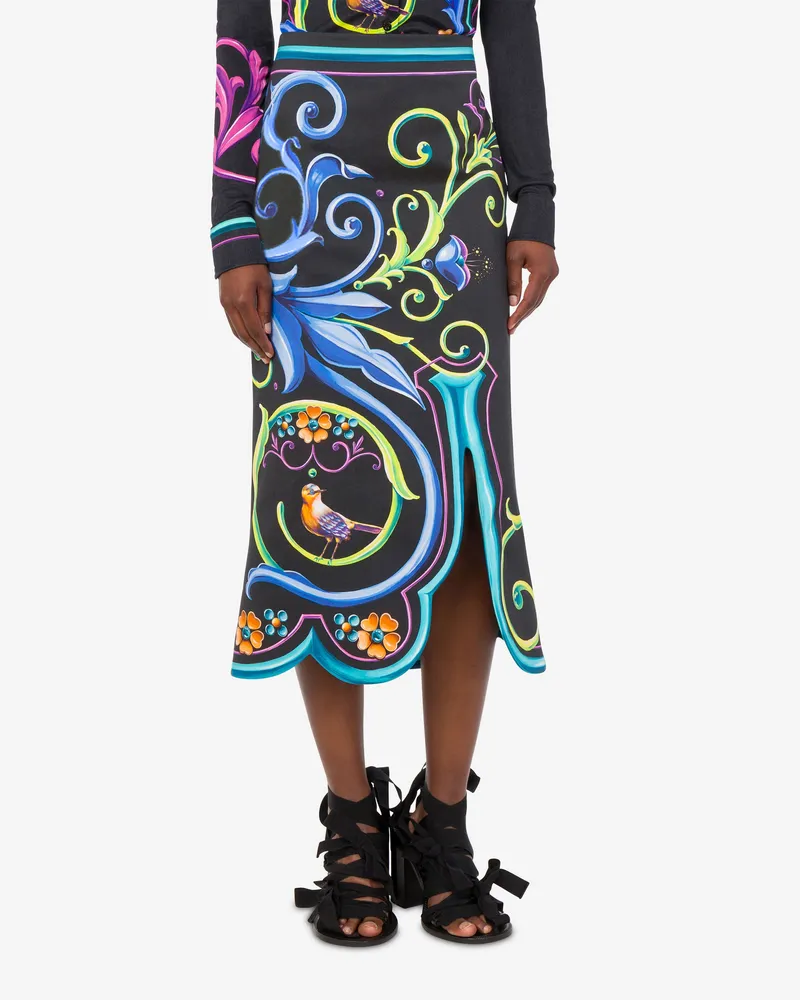 Moschino Rock aus bedrucktem Baumwollgabardine - Schwarz Schwarz