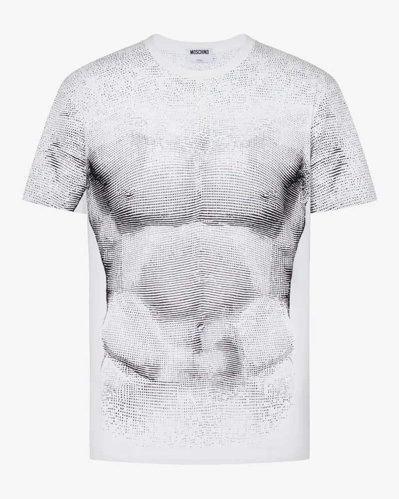 Moschino Bedrucktes T-Shirt aus Bio-Baumwolljersey - Weiß Weiß