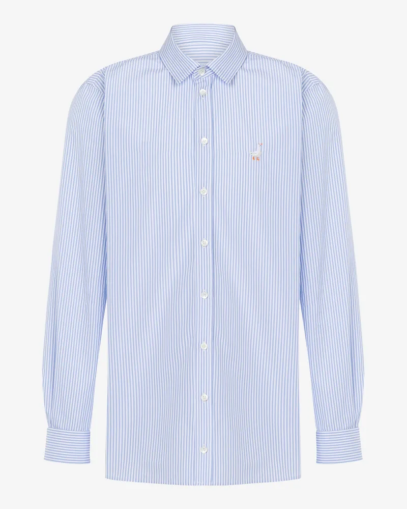 Moschino Popeline-Hemd Gänsestickerei - Blau Blau