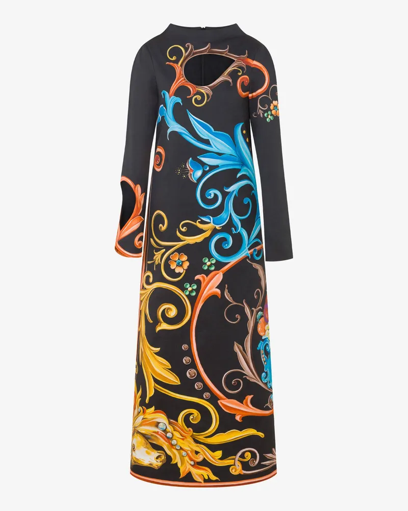 Moschino Kleid aus bedrucktem Baumwoll-Gabardine - Schwarz Schwarz