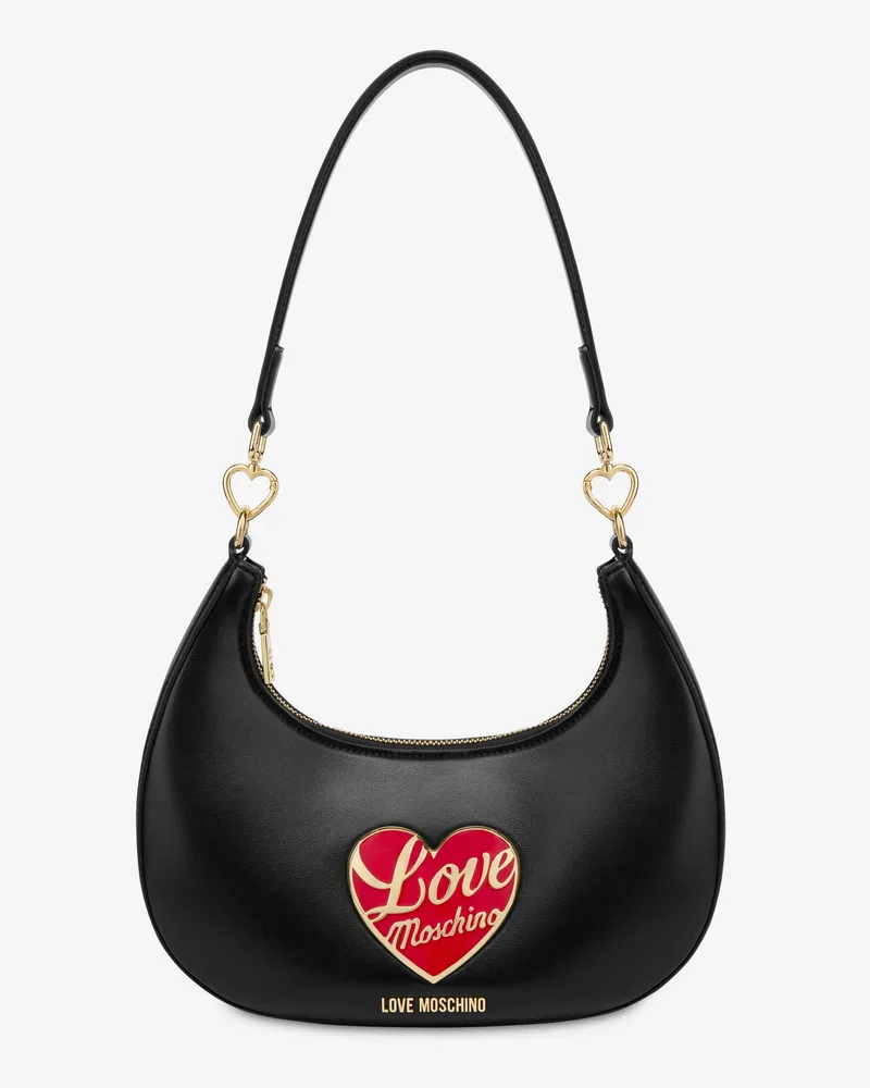 Moschino Hobo-Tasche mit Herz-Logo - Schwarz Schwarz