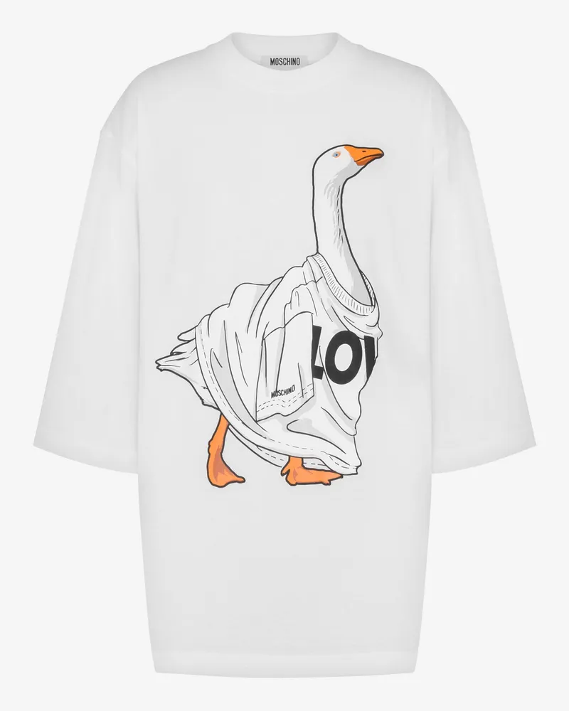 Moschino T-Shirt aus Bio-Baumwolljersey Goose - Weiß Weiß