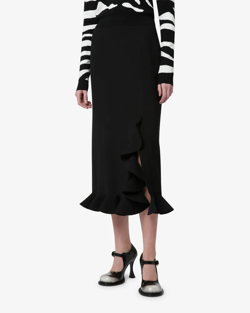 Moschino Rock aus Crêpe mit Rüschen - Schwarz Schwarz