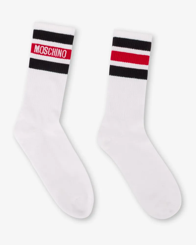 Moschino Intarsien-Frotteesocken - Weiß Weiß