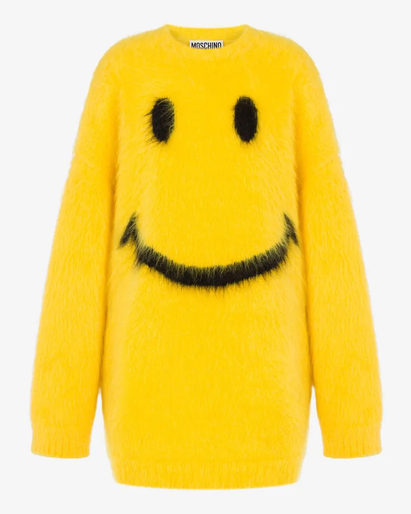 Moschino Kleid aus gebürstetem Mohair Smiley - Gelb Gelb