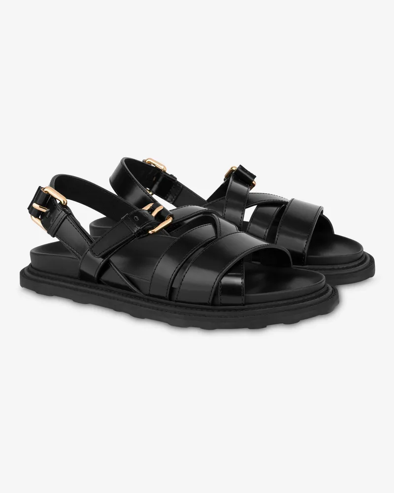 Moschino Sandalen aus gebürstetem Kalbsleder - Schwarz Schwarz