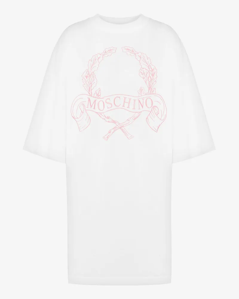 Moschino Oversize-Kleid aus schwerer Baumwolle Laurel Crown - Weiß Weiß