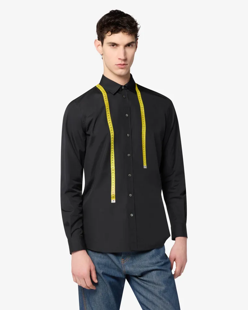 Moschino Bedrucktes Hemd aus Baumwollpopeline - Schwarz Schwarz