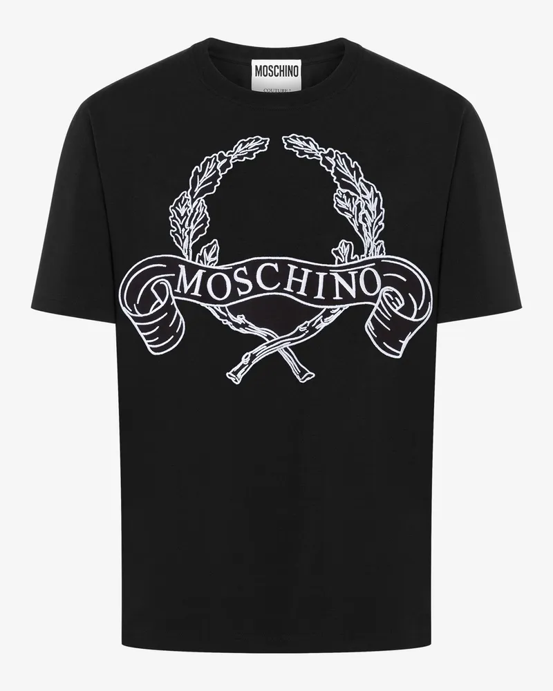 Moschino T-Shirt Maxi Laurel Crown Stickerei - Schwarz Schwarz