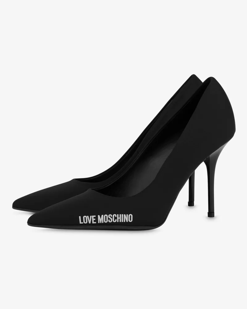 Moschino Pumps aus Neopren Rubber Logo - Schwarz Schwarz