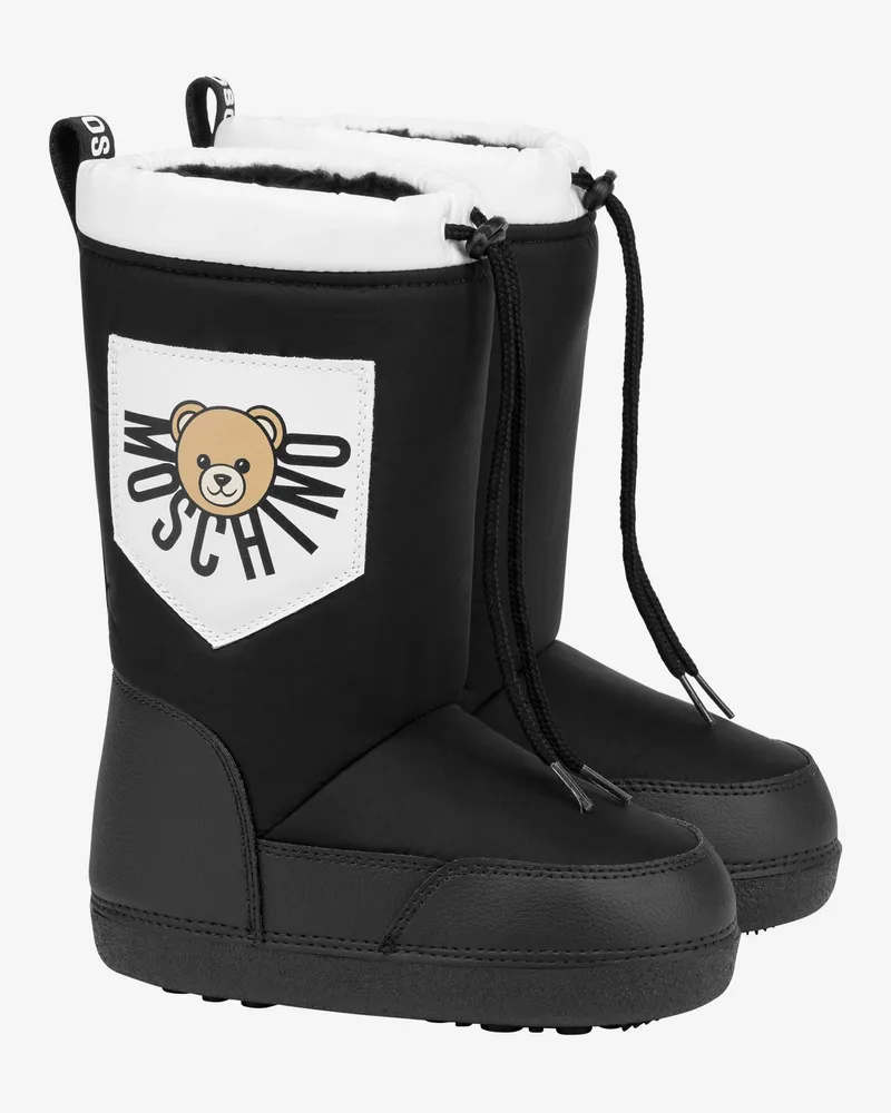Moschino Moschino Teddybär Schneestiefel aus Nylon - Weiß;Schwarz Weiß