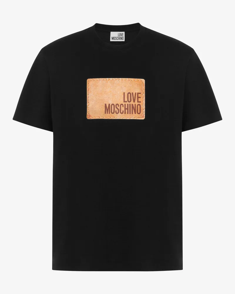 Moschino Bedrucktes T-Shirt aus Baumwolljersey - Schwarz Schwarz