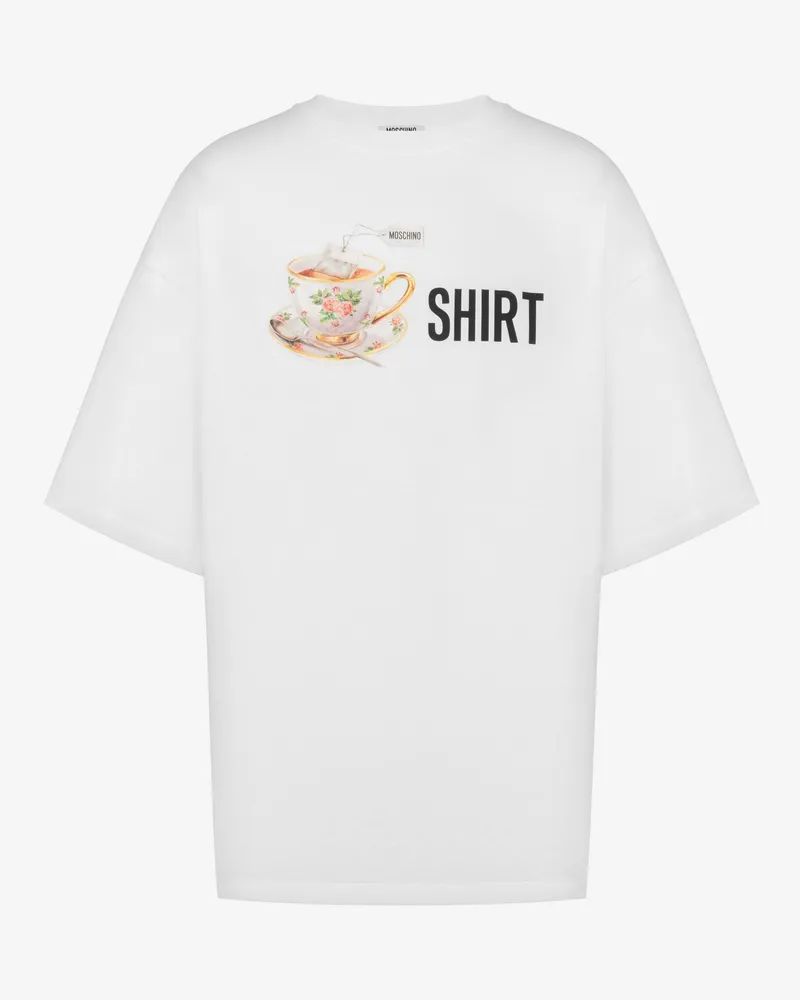 Moschino Bedrucktes T-Shirt aus Bio-Baumwolljersey - Weiß Weiß